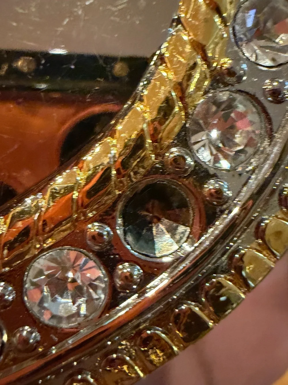 Source Unknown Gold and Silver Raiders Oval Crystal Belt Buckle